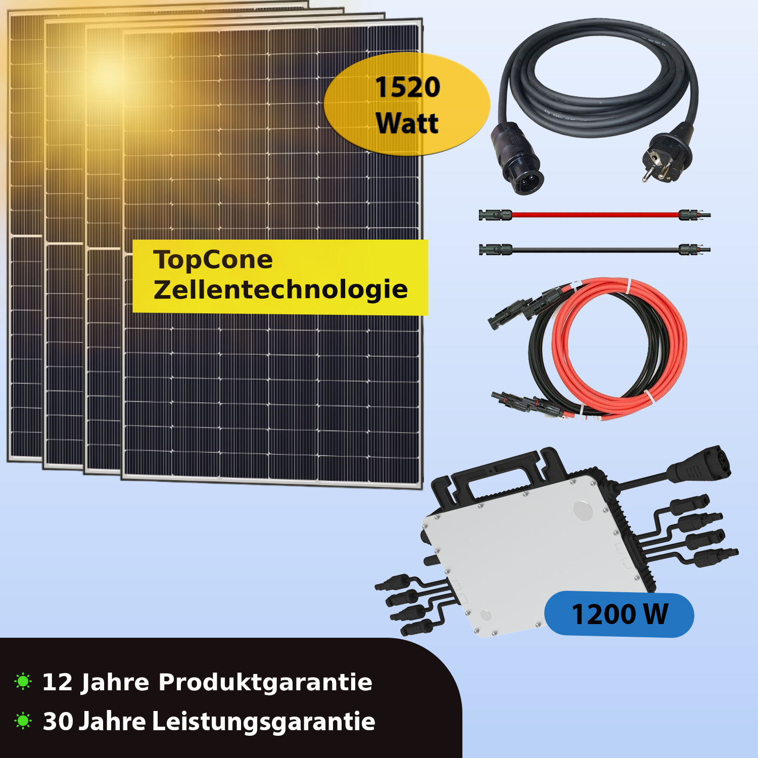 Balkonkraftwerk 800W 2 x JA-Solar 405W + Deye SUN M-80 Wechselrichter WLAN  + AC Adapter-Stecker Solar Photovoltaik Anlage 800 / 810Wp Komplett