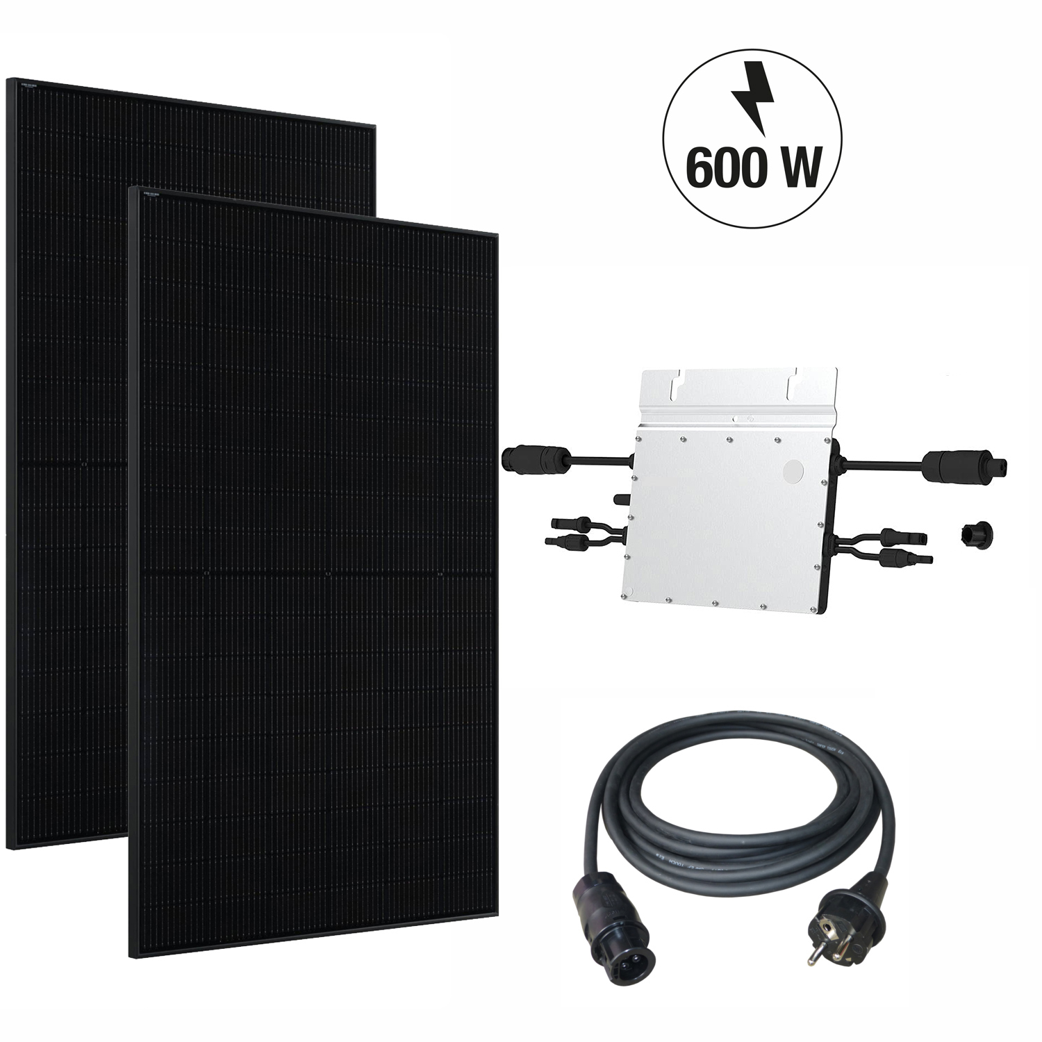 SolarDeals :: Balkonkraftwerk 600W 2 x JA-Solar JAM54S31-405/MR + Hoymiles  HM600 Wechselrichter + AC Adapter-Stecker Solar Photovoltaik Anlage 600 /  810Wp Komplett