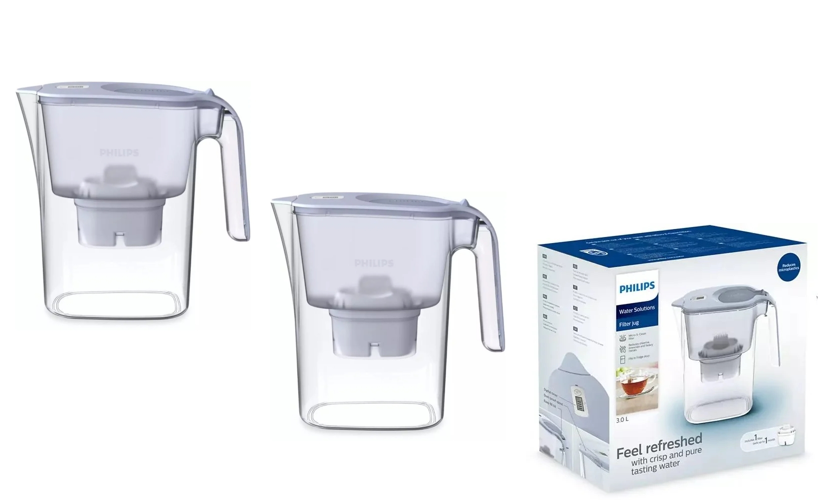 Buy the Philips AWP2936BLT WATER MICRO X-CLEAN FILTER JUG SQUARE LARGE  3L ( AWP2936BLT ) online 