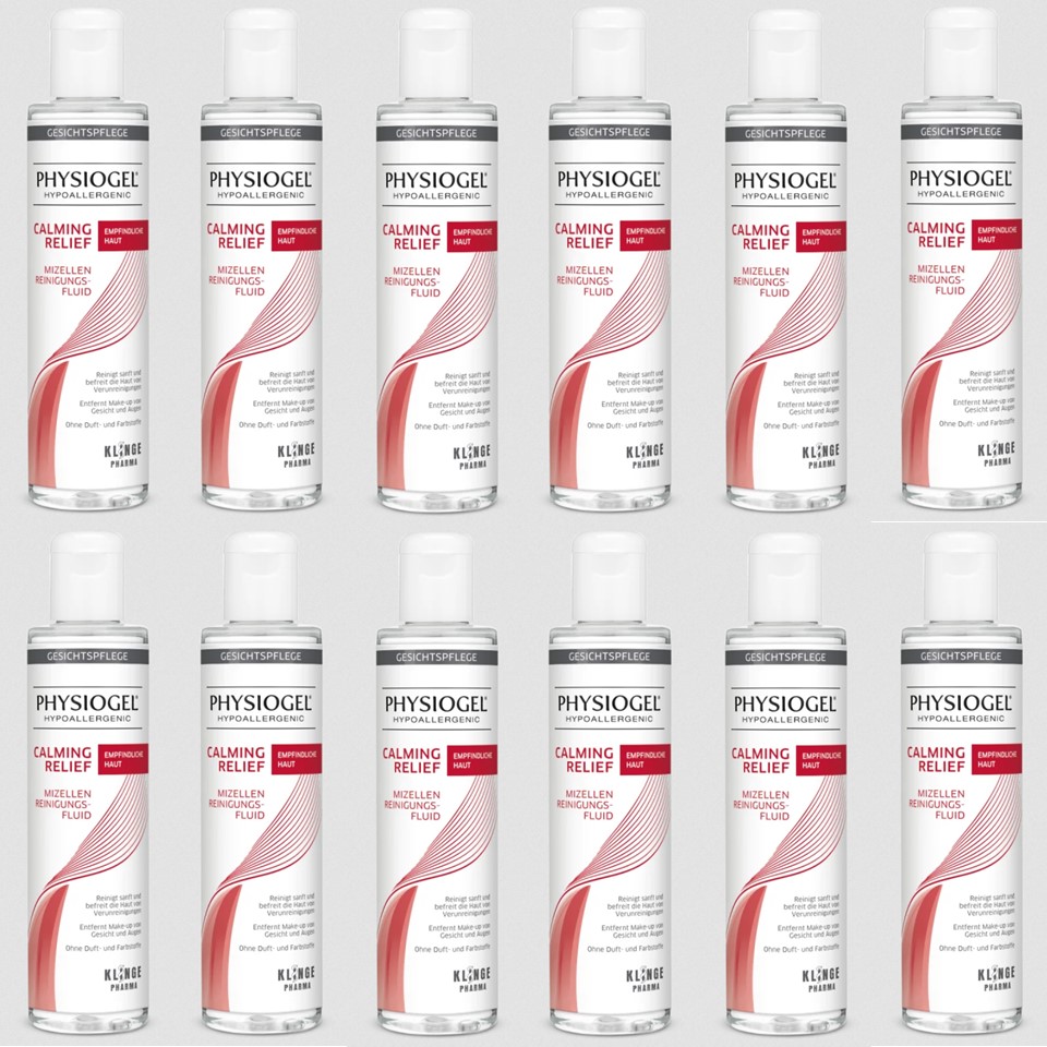 Beauty & Gesundheit :: 12x PHYSIOGEL Calming Relief Mizellen  Reinigungsfluid a 75ml = 900ml Reisegrößen