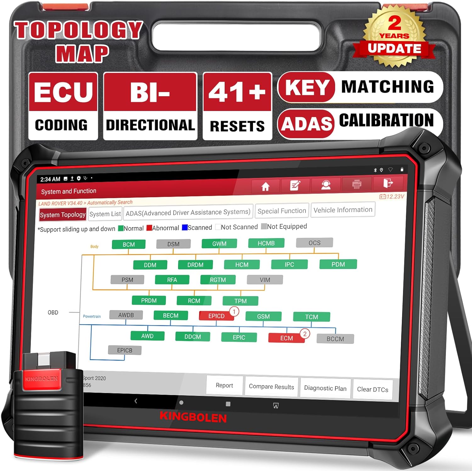 Auto & Motorrad :: KINGBOLEN K10 Obd2 Diagnosegerät für Alle  Fahrzeuge,Bi-Direktionale Auto Diagnosegerät mit 2-Jahres-Update, 35+  Dienst Zurücksetzen,Alle Systemdiagnosen, Aktiver Test,  ECU-Kodierung,Topologie-Karte