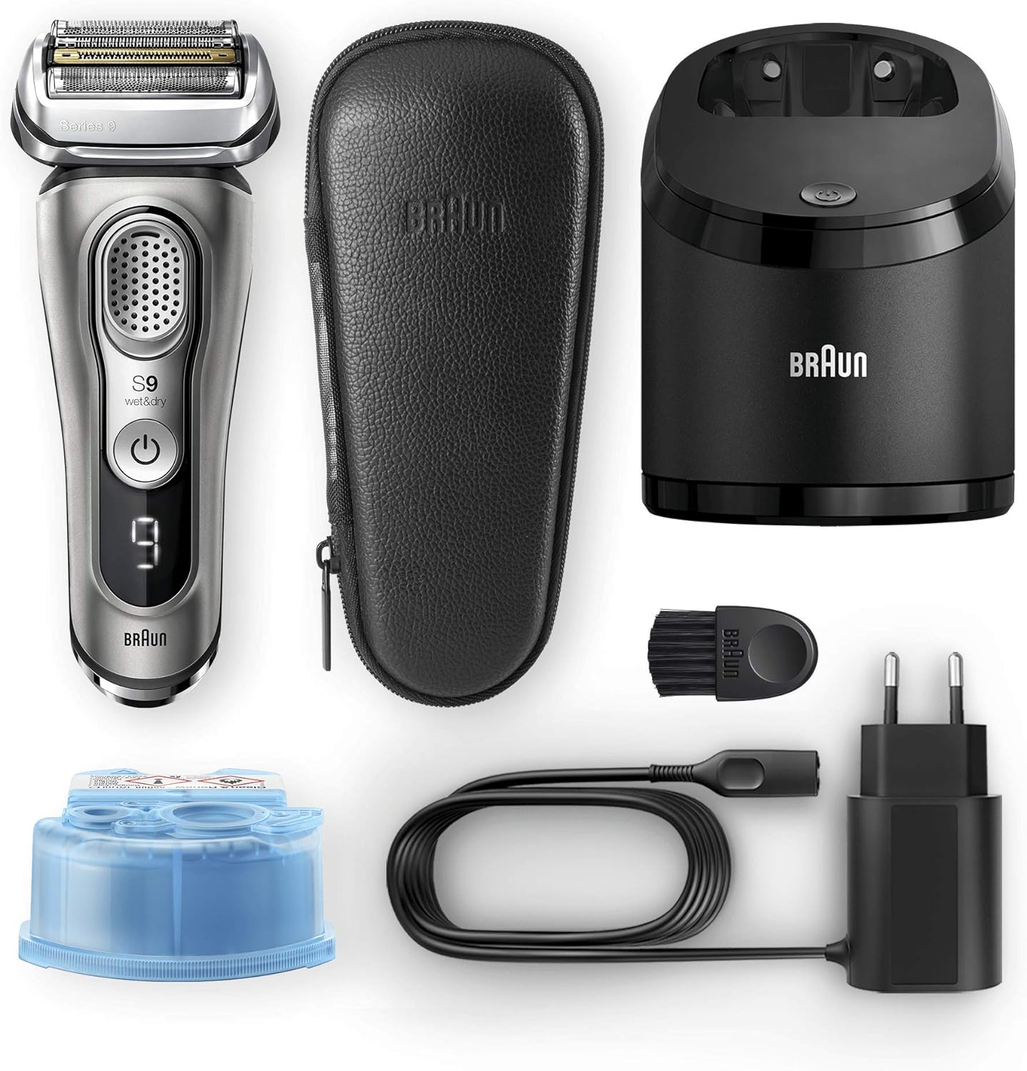 Braun Series 9 Premium Rasierer Herren mit 4+1 Scherkopf, Elektrorasierer &  Trimmer für Präzision, Ladestation, Li-Ionen-Akku 60 min, Wet & Dry, 9340s,  schwarz : : Drogerie & Körperpflege