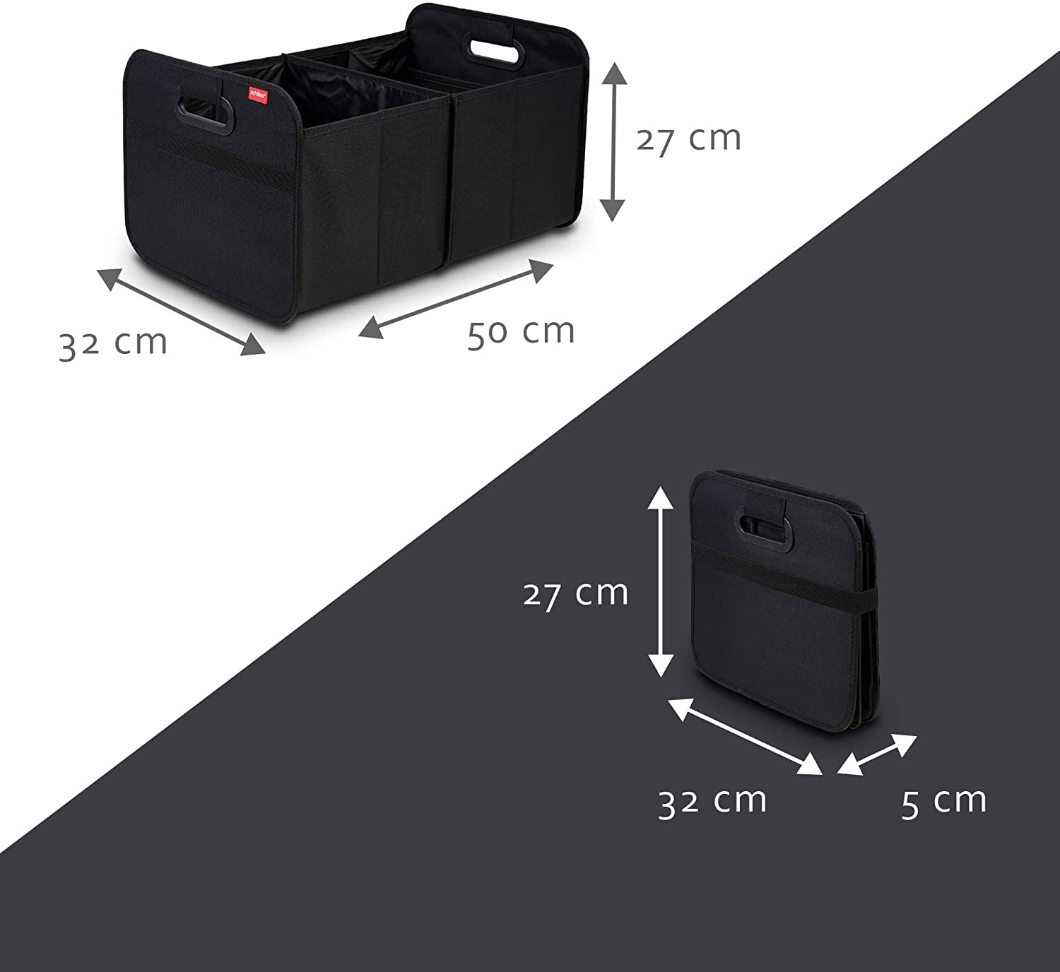 Auto & Motorrad :: 2x achilles Auto Faltbox, Kofferraumtasche faltbar, Box,  schwarz, 50 cm x 32 cm x 27 cm