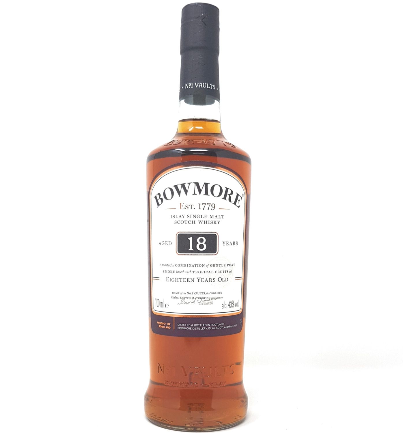 Alkohol Whisky Scotch Lebensmittel Jahre Islay Malt 0,7 Bowmore 1x l 18 Single 43% ::